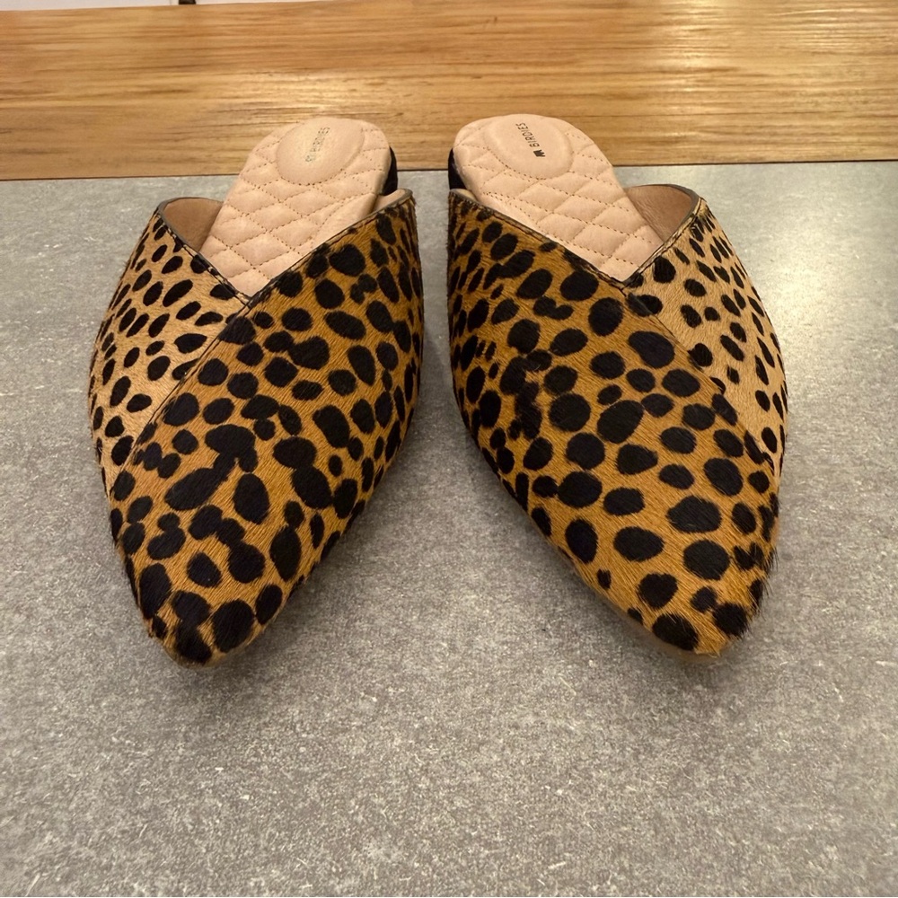 Birdies The Swan Mini Cheetah Calf Hair Pointed Toe Mules Size 9.5 NIB - Picture 4 of 13
